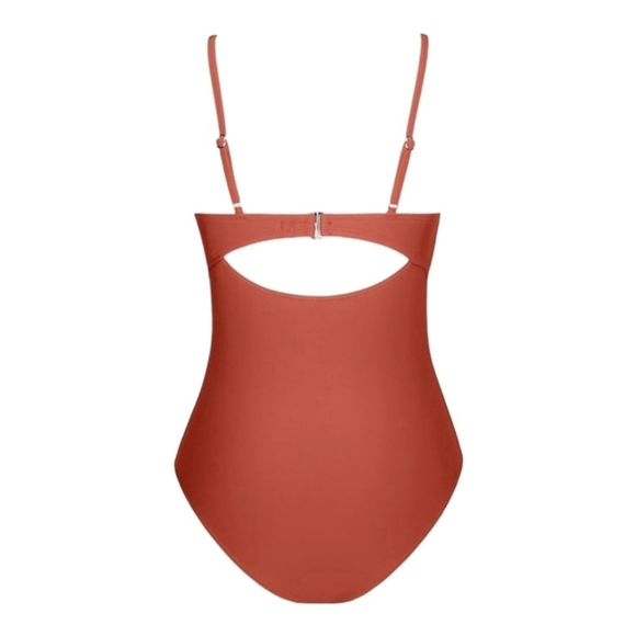 Cupshe Womens Red Adjustable Straps Ruched Front One-Piece Swimsuit Size S - Picture 2 of 9